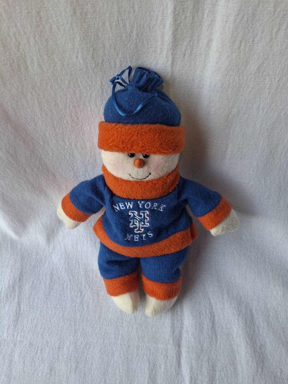 Blue & Orange Plush Snowman Toy NY Mets